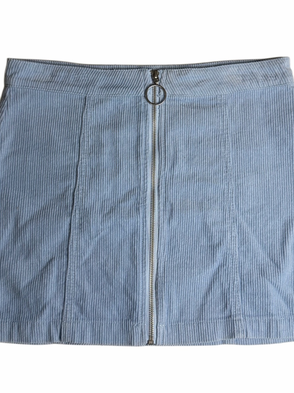 Forever 21 Blue Corduroy Mini Skirt Zip Front Y2K Soft Girl Size Medium